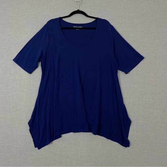 Soft Surroundings Asymetrical Hem TShirt Sz 2X Royal Blue Short Sleeve - Picture 1 of 6